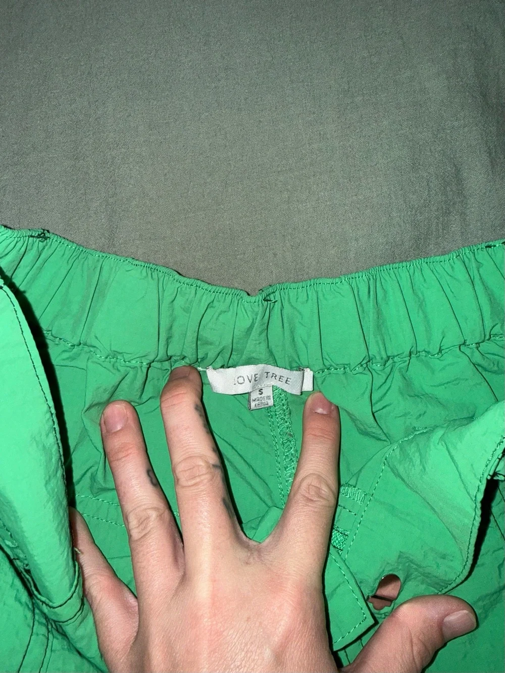 Woman’s Bright Green and Reflective Parachute Cargo Pants